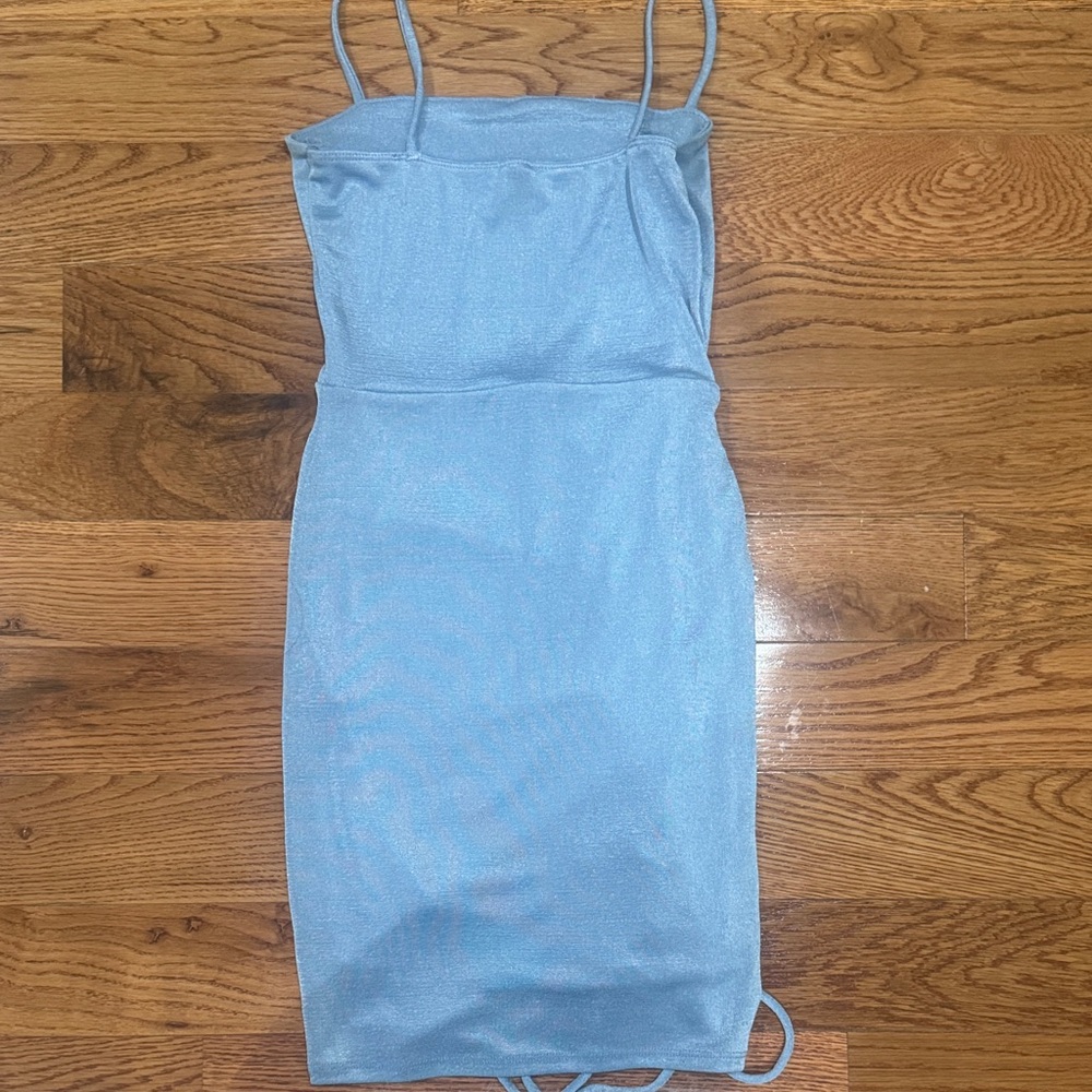 Windsor Light Blue Ruched Mini Dress - Picture 3 of 3